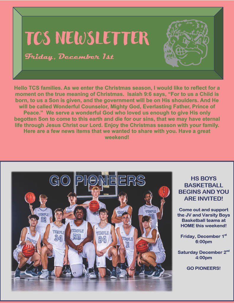 TCS Newsletter - December 1