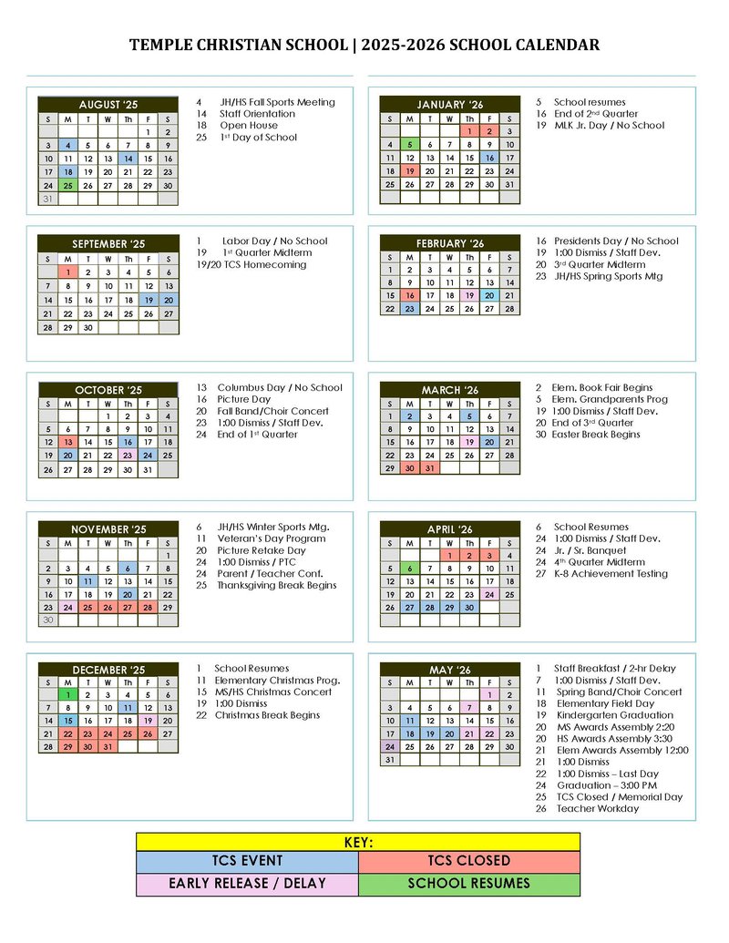 25-26 School Calendar